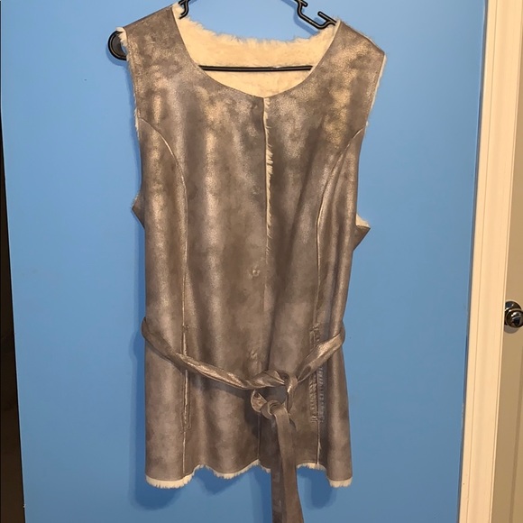 Lane Bryant Jackets & Blazers - Lane Bryant belted vest, faux fur lined